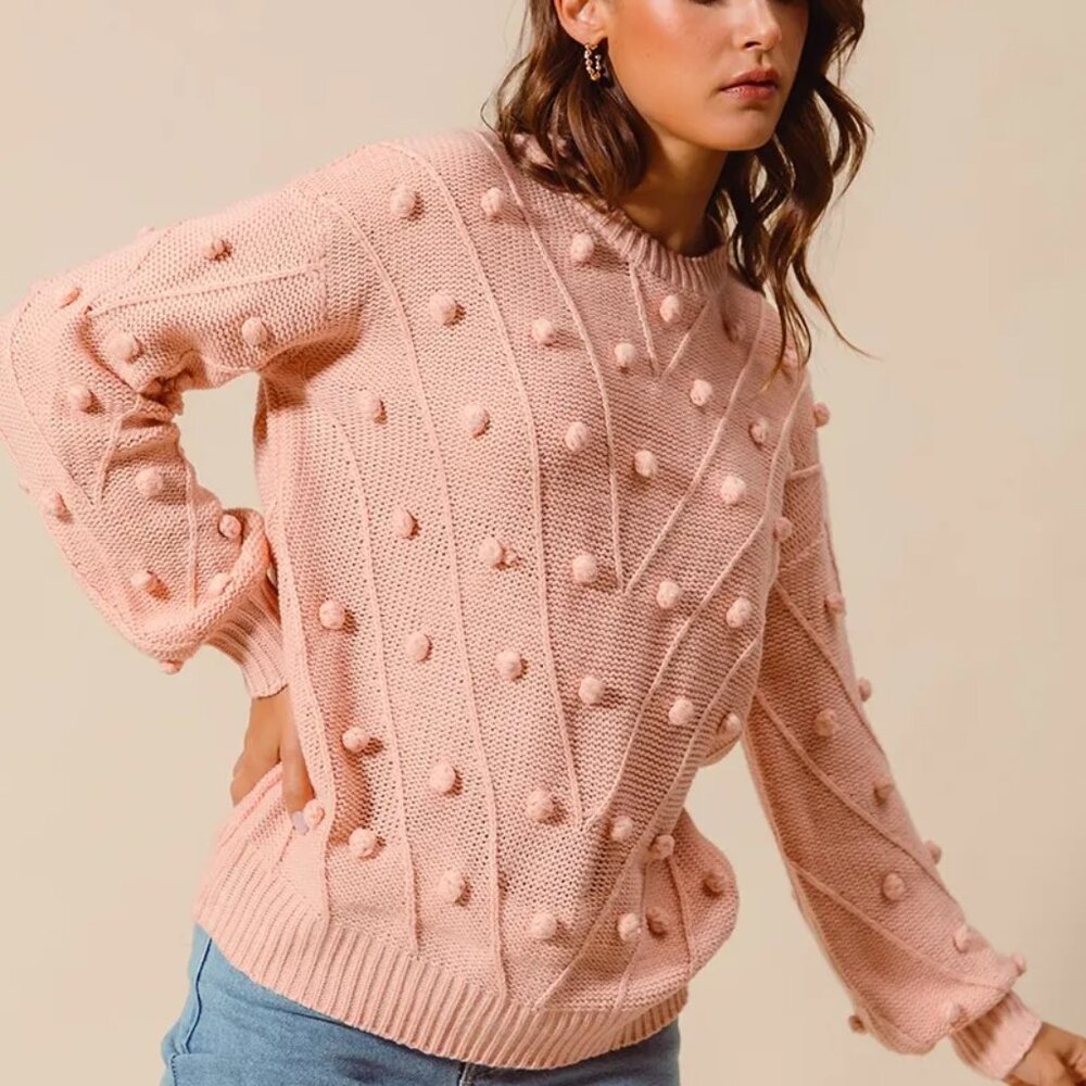 SO ME Pom Pom Textured Knit Sweater Top - Picture 10 of 10